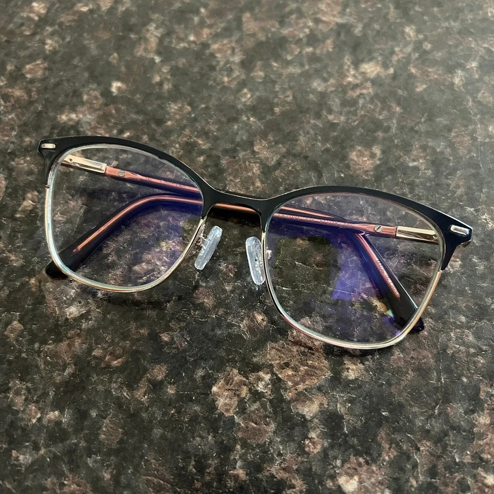 Calvin Klein CK21124 438 Women Black Gold Blue Cat Eye Eyeglasses 51-18-140
